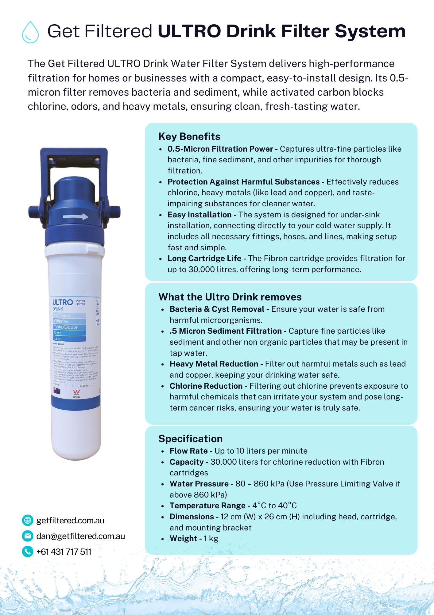 Get Filtered ULTRO Drink Water Filter System